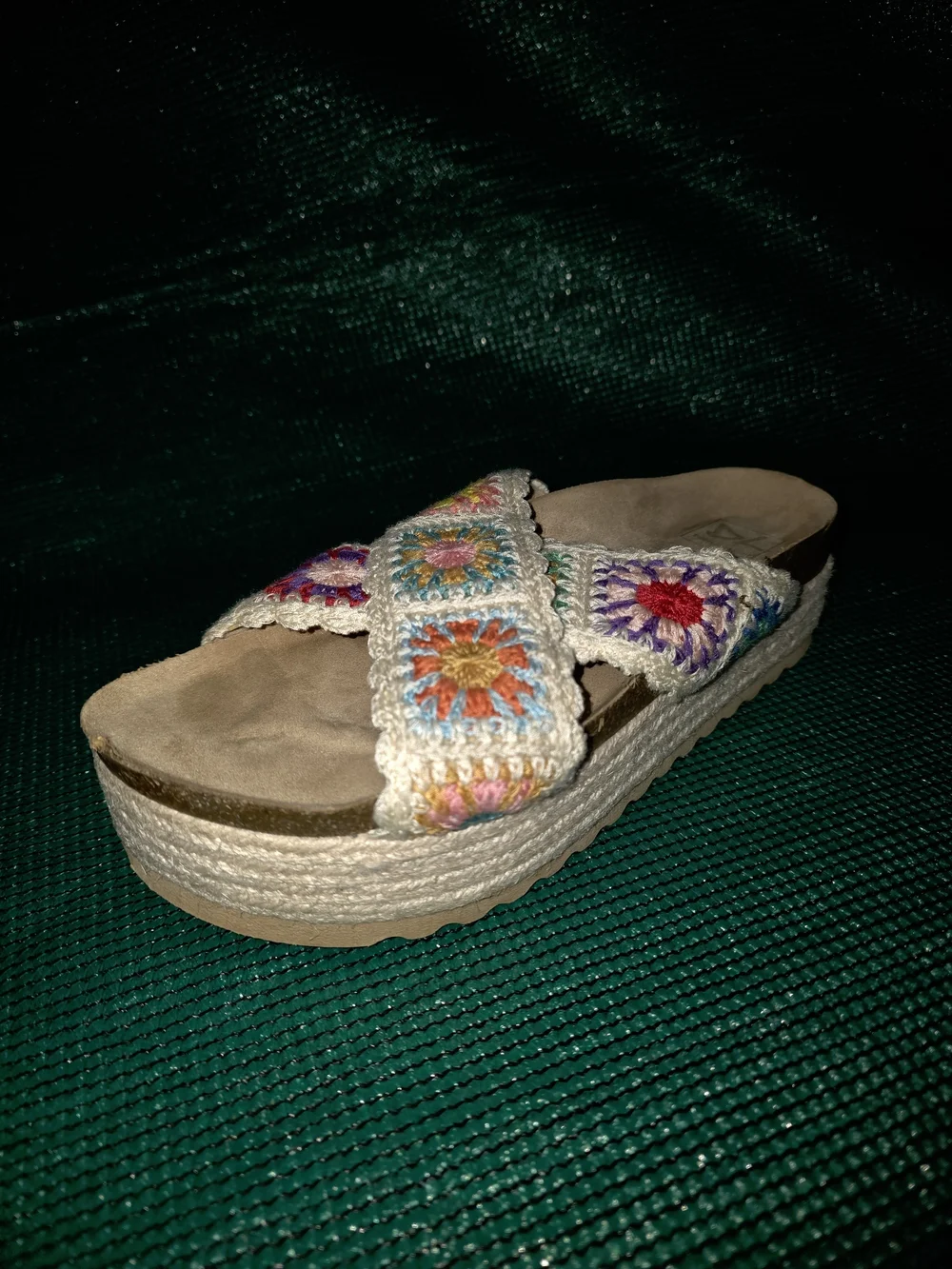 Size 10 Boho Crochet Platform Slide Sandal Summer Shoes